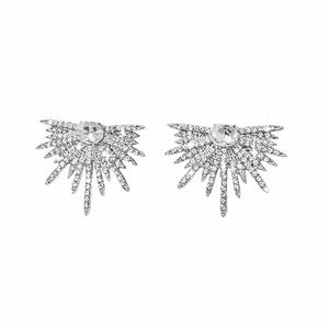 Badgley Mischka Fan Shaped Starburst Statement Earrings with Clear Crystals